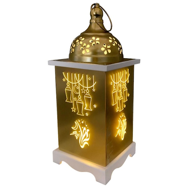Puinen Lyhty Mubarak-Elementtejä LED-Valo Sisätilojen Kotijuhlan Koristelu Juhlavalaistus Elegantti Koristelu Puun Väri 2