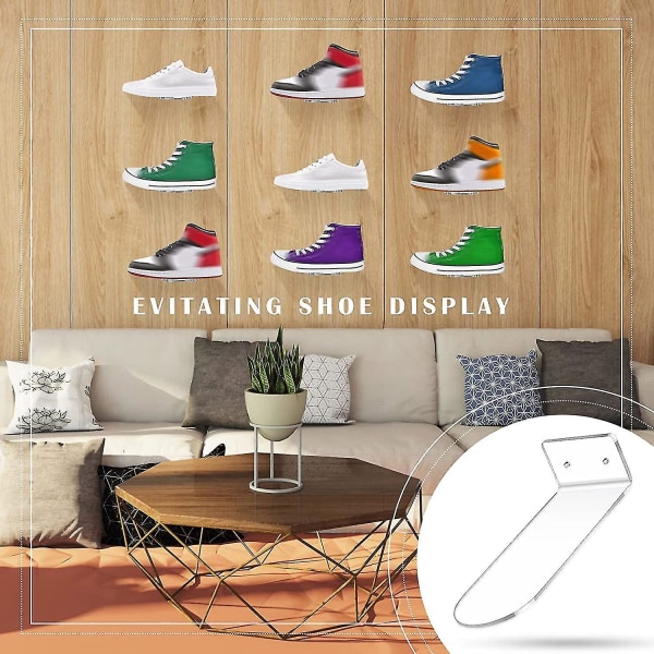 10 stk flytende skoskjerm, sneakerhyller Veggfeste leviterende skoskjermstativ kompatibel med sneaker Co