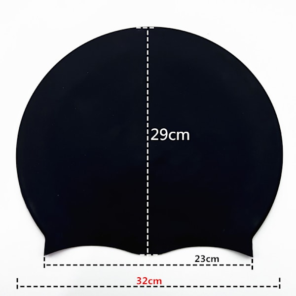 Svart badehette Svømmehette Silikon Badehette for Menn Kvinner Barn Gutter Jenter for Langt Hår (29*29.5cm)