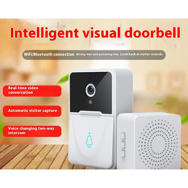 Vit dörrklocka trådlös smart hem säkerhetsmonitor video dörrklocka smart intercom liten storlek smarta video dörrklockor