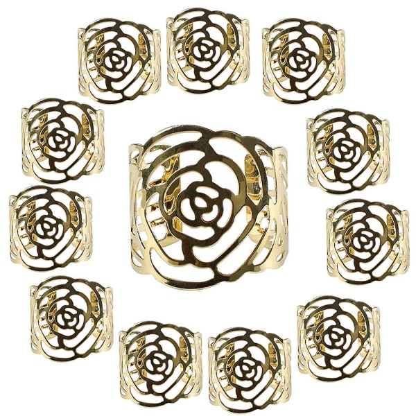 12st Kristallpärlor Servettringar Hantverk Glittrande Eleganta Servetthållare För Bröllopsfest Middagsbord Dekor Guld Gold