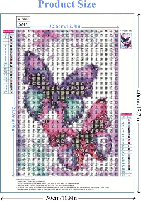 (44) 3 stykker DIY diamantmaleri julesæt, 5D julebroderi