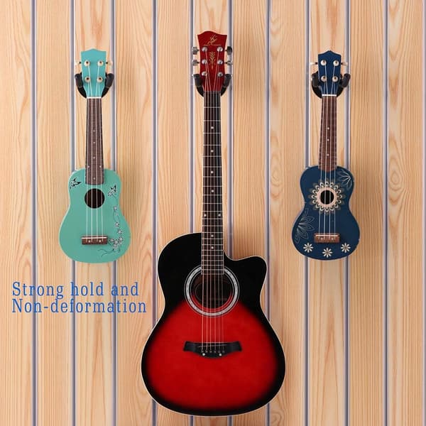 Guitar Wall Mount Hanger Hook for Multiple Instrument Display in Music Stores Bedroom Bar 4-Pack Black