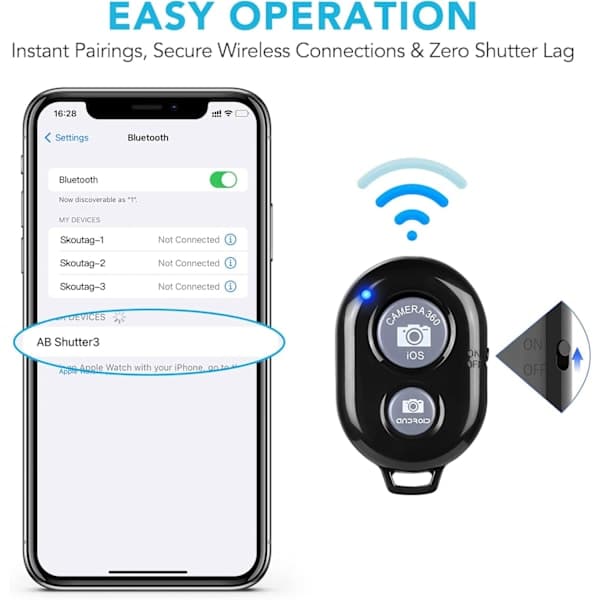 2-pack Wireless Camera Remote Control - Wireless Remote Control for iPhone & Android Phones iPad iPod Tablet, Clicker for Photos & Videos