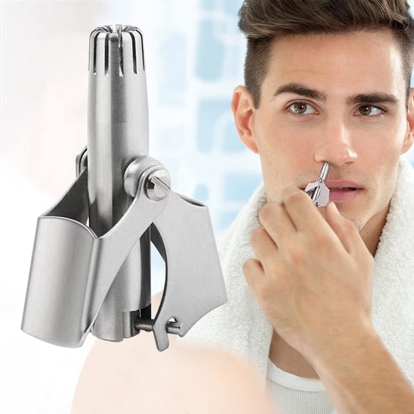2 deler nese- og øretrimmer barbermaskin, nesehårtrimmer i rustfritt stål, vaskbar, for nese og ører
