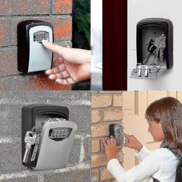 Avainlukkolaatikko 4-numeroinen yhdistelmä seinäkiinnitysavain Turvallinen turvasäilytyslaatikko avainten jakamiseen turvallisesti sisällä ja ulkona