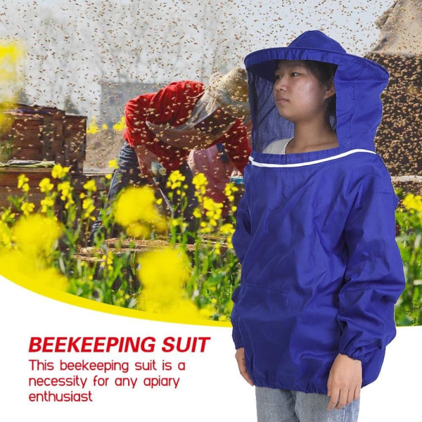 Biavler-professionel dragt med slør Anti-bihat til biavlerdragt overtræksdragt med hætte slørudstyr Beskyttelsestøj - Blu