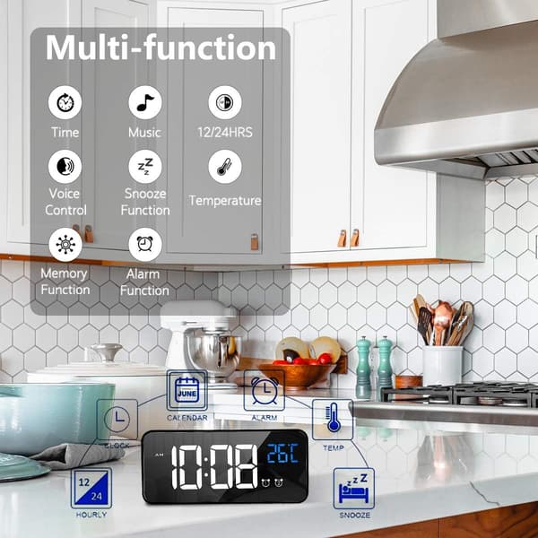 Digital Alarm Clock, LED Alarm Clock with Snooze Function, USB Po