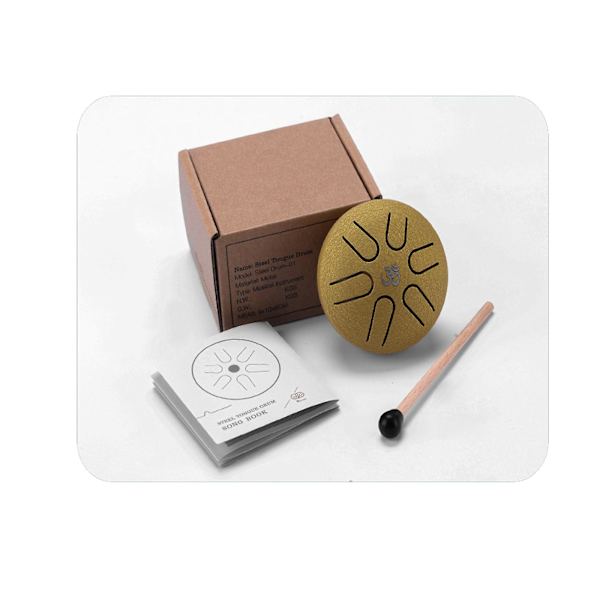 Mini Mikro Tungtromme, Percussion Håndtromme Med Taske Musikbog Kølle Fingerplektre Gylden