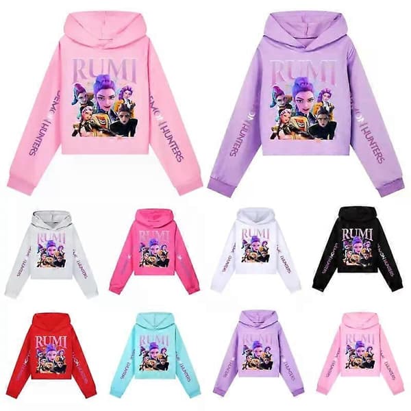 K-POP Demon Hunters Pullover Hettegenser for jenter - Rosa pink 150 pink 150