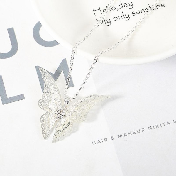 Premium Quality Butterfly Halskjede Anheng Kjede For Dame Dame Girl Openwork Point Butterfly Halskjede Med kjede (4stk) Botao