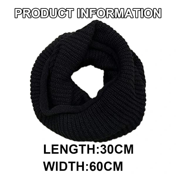 Stor Stickad Damhalsduk Vinterstickad Infinity Halsduk Mode Tjock Varm Cirkel Loop Halsdukar Mjuk Höst Vinter Tjock Varm Dam Svart