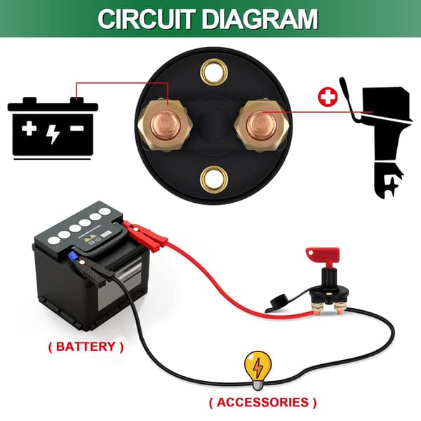Bryter 12V/24V Batteriisolator Maks 150A for Bil, Lastebil, Båt, Strømbrudd