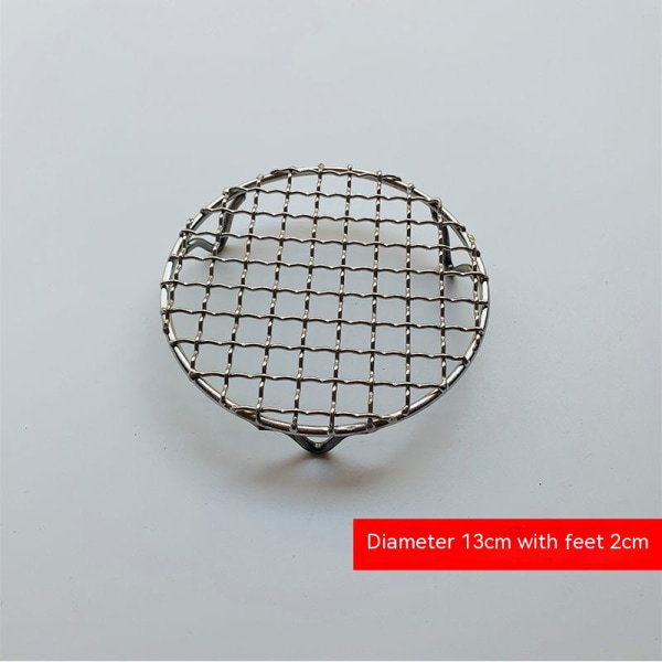 (diameter 13 centimeter) Rustfrit Stål Grill, Rund Grillnet BBQ Grill Udendørs Grill Bagetråd Net Stativ