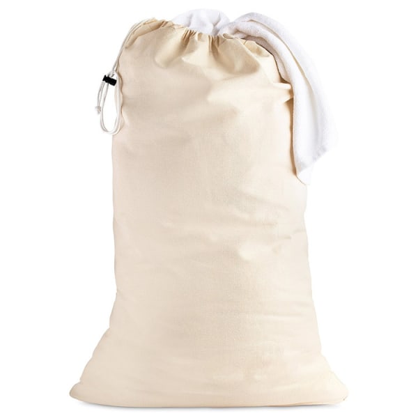 2-pack - Extra stor tvättpåse i naturlig bomull, kraftig storlek 24 x 36 tum XL College Dorm Rivbeständig smutsig kläd