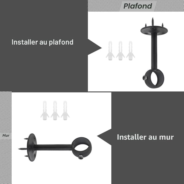 Gardinstangsfester, 4 stk. Robuste takmonterte gardinstangsfester i rustfritt stål for 25 mm (4,25 mm) gardinstenger.