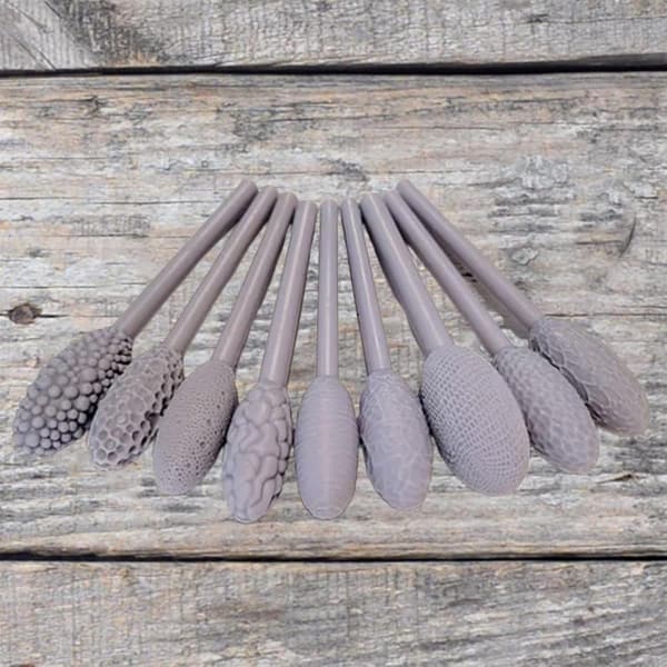 Texture Tool Kit for Art Projects, 9-Piece Kit with Oval Pattern Rollers, Modeling Sticks for DIY Crafts (Single Head)
