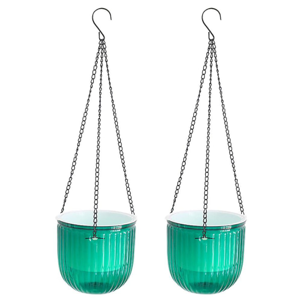 2 kpl Itsekasteltava Riippuva Kukkaruukku Sisätiloihin Riippuva Kukkaruukku Ulkotiloihin Riippuva Kasviruukku Kori Vihreä16 Green 16.5X15CM