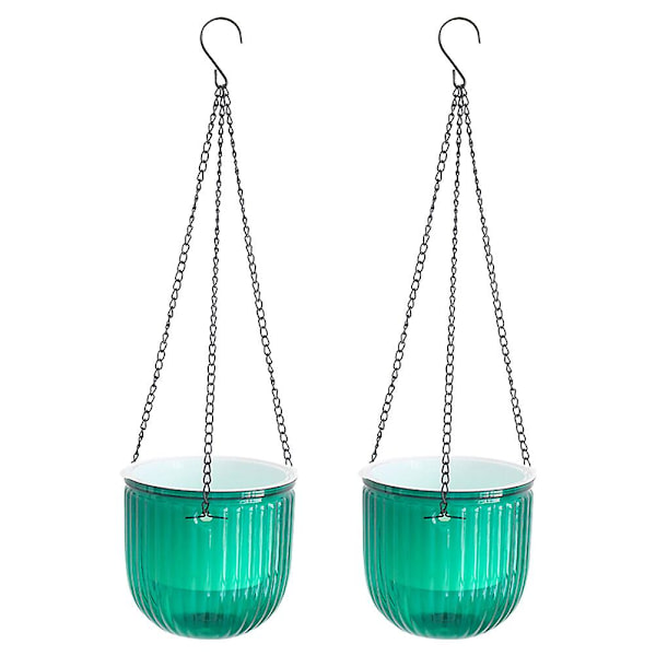2 st Självbevattnande Hängande Planteringskruka Inomhus Hängande Blomkruka Utomhus Hängande Växtkruka Korg Grön16 Green 16.5X15CM