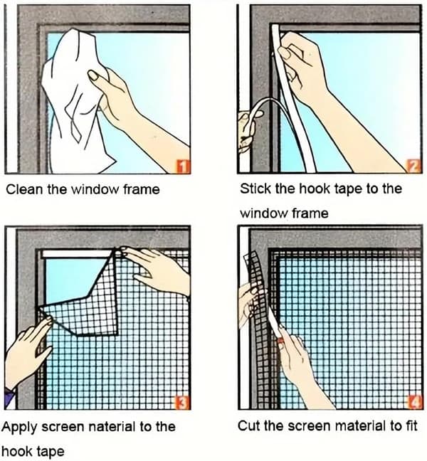 Window Mosquito Net 2-pack 150x200cm Self-adhesive Adjustable Insect Screen (White)