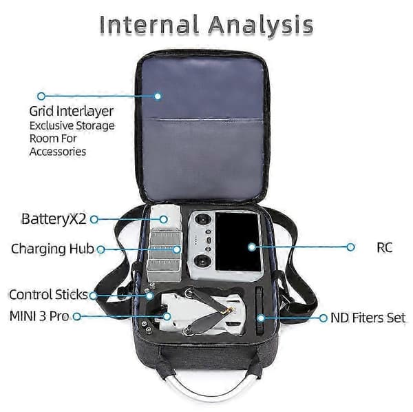 Bærbar taske kombinationstaske til DJI Mini 3 & Mini 3 Pro. Passer til DJI RC