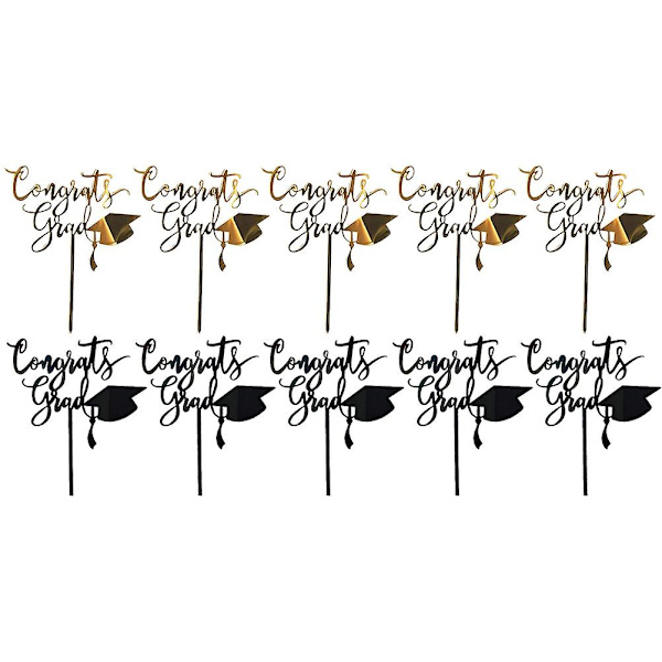 10 stk. Glimtende Akryl Kage Toppers Bogstaver og Graduation Hat Design Kage Picks Kreative Frugt Picks De