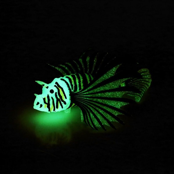 Kunstig glødende løvefisk lysende falsk fisk akvarium akvarium ornament flytende glød simulering fisk til akvarium dekorasjon (svart)