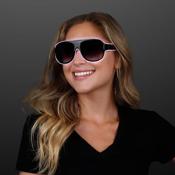 Lysende Solbriller Aviator Hvid EL Tråd Neon LED Blinkende Glas
