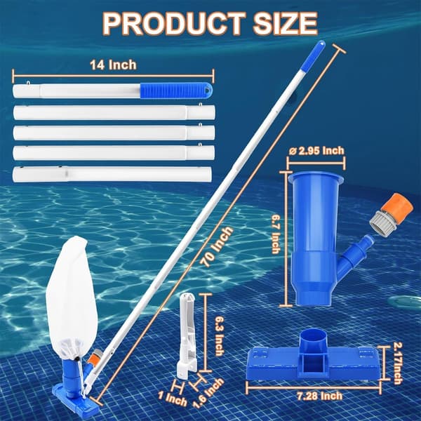 Pool Cleaning Tool with Suction and Brush, Pool Cleaner with Telescopic Pole, Pool Cleaning and Scrubbing Tool