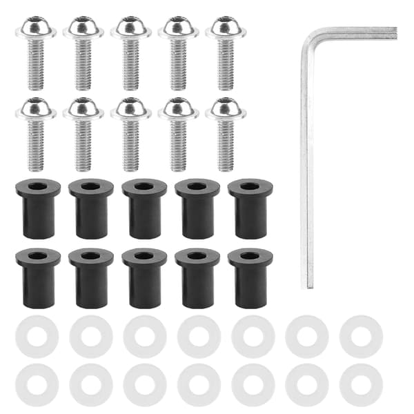 10 pcs Motorcycle Windshield Bolts Nuts Washers Universal Motorcycle Fairing Mounting Kit Silver