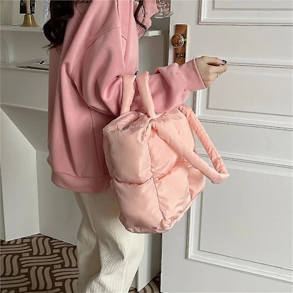 Stor mulepose til kvinder, luksuriøse polstrede punge og håndtasker crossbody-tasker til kvinder, vinter nylon dun bomulds skuldertasker