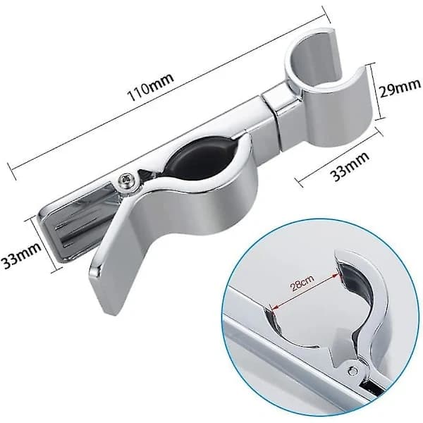 HA-Justerbar Dusjhodeholder Universal 18-25mm Glidestang 45° Rotasjon Dusjhodeholder