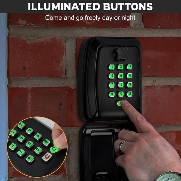 Police Approved Wall Mounted Key Safe – Extra Large, Weatherproof Outdoor Key Lock Box with 12-Digit Resettable Code and Secure Protection