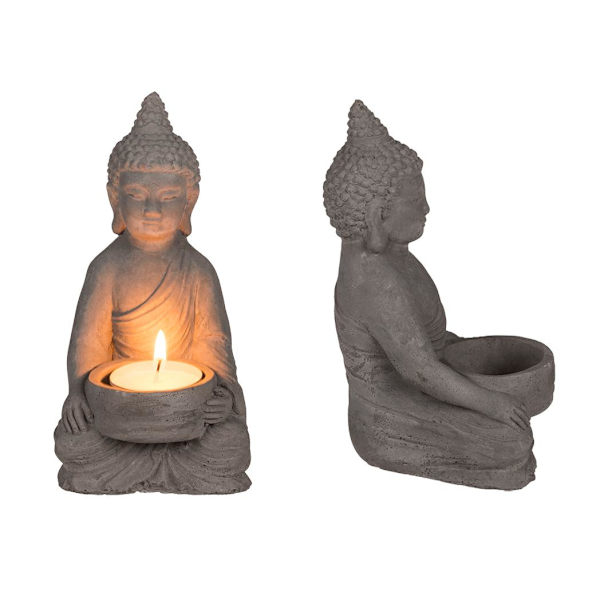Lysestake Buddha - For telys grå gray