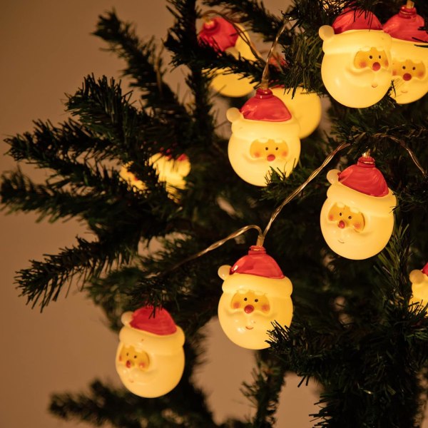 Julemandshovedlys Batteridrevet juletræsslyngelys, hjemmehavefest indendørs udendørs indretning 3m