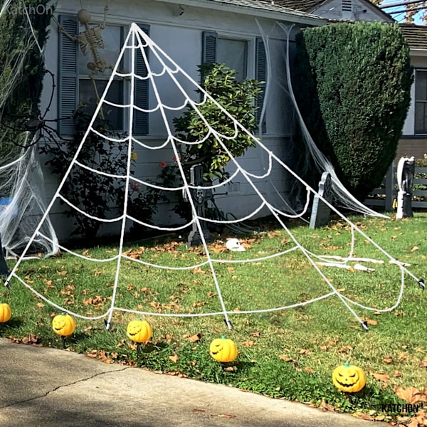 Halloween-hämähäkinverkko kolmion muotoinen - Halloween-koristeet ulkokäyttöön | Suuri köysi-hämähäkinverkko koukun kanssa Halloween-pihakoristeeksi