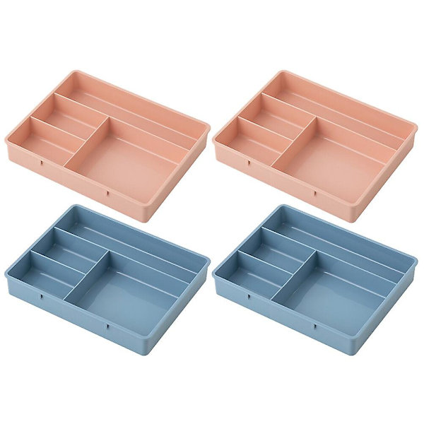 4 stk. Skuffesorteringsbakker Kontor Opbevaringskasser Kommode Makeup Opbevaringsbokse Assorterede Farver 20X15.5X3CM