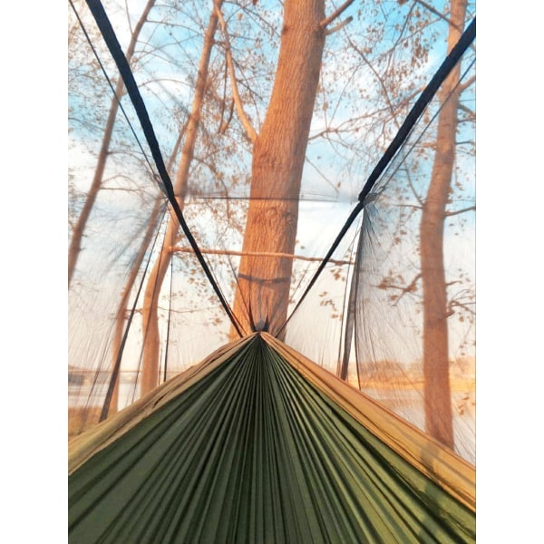 Camping Hammock, kannettava kaksinkertainen riippumatto verkkolla, 2 hengen riippumatto teltta 2 * 10 jalan hihnoilla, paras ulkovaellus Survival Travel