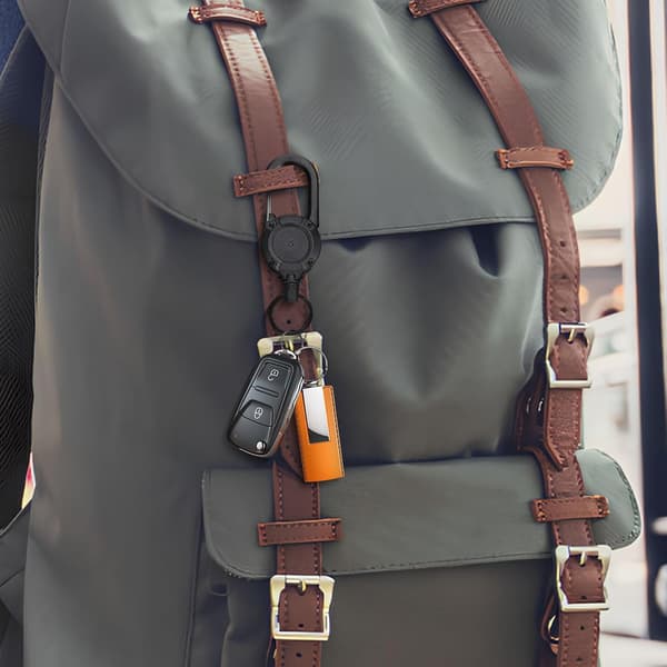 Retractable Keychain Heavy Duty Carabiner Backpack Attachment with Black Steel Wire and White Spring