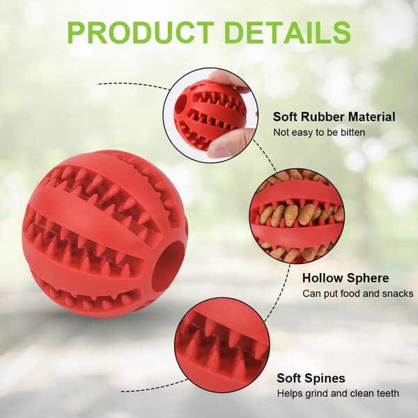 4-pak Naturlige Gummibolde Holdbare Foderbolde til Tandpleje Interaktive Hundelegetøj 4 STK 5CM 4PCS 5CM