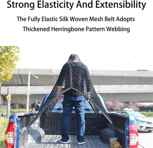 Stærkt Lastnet 1,2 × 1 m – Elastisk Opbevaringsnet til Pickup & Bagage_TF_TF