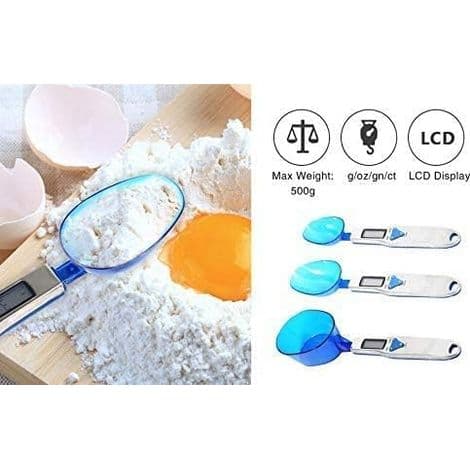 Electronic Measuring Spoon Kitchen Scale, 0.1-500g Precision, LCD Digital Display, Kitchen and Lab Use, 3 Interchangeable Spoons