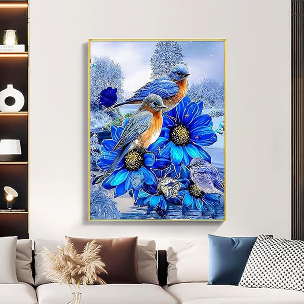 (30 × 40 cm) Runde Diamantkunst sæt, 5D Diamantmaleri sæt Blu