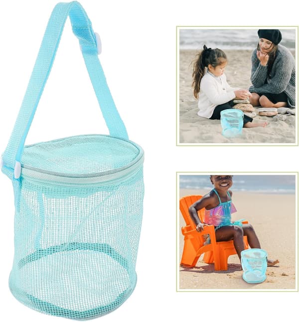 Strandveske med stor kapasitet, utendørs nettingkurv, sandoppbevaring, robust pustende design
