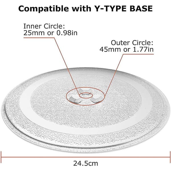 Universal glasplade Holdbar glasplatform, rund tallerkenovertræk erstatning 24,5 cm