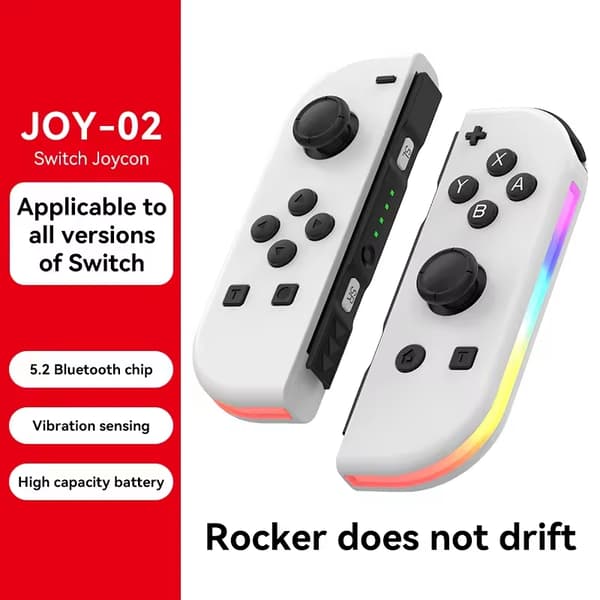 Hvid til Nintendo Switch Oled-controller med RGB-lys venstre og