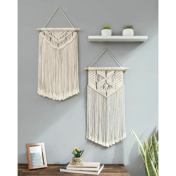 2 stk. blondevægkunst vævet boho-stil vægdekoration hjem chic