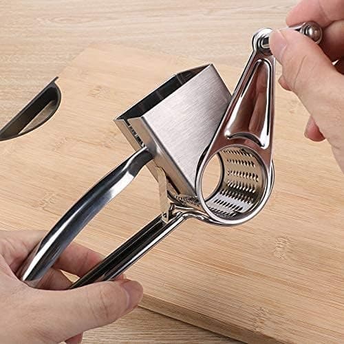 Manual cheese grater with sharp blades and ergonomic handle for perfect grating results - Easy to use and clean silver