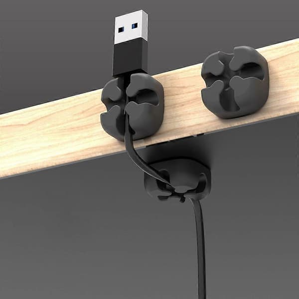 Wired Desktop Organizer, Cable Management, Headphone Cable Holder for iPhone 5 Pcs, 5 Pcs Black Standard