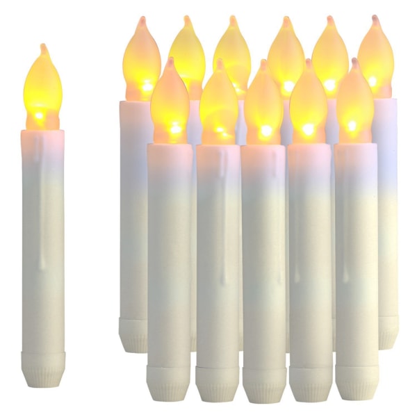 12 kpl 6,5" valkoiset liekettömät LED-kartiokynttilät, paristokäyttöiset riippuvat kartiokynttilät, paristoilla toimivat kynttilänjalat H:lle
